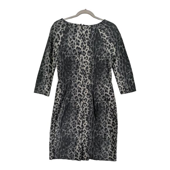 The Limited Animal Print Bodycon Dress 8 Black Fitter Mini Front Slit 3/4 Sleeve - Picture 3 of 12